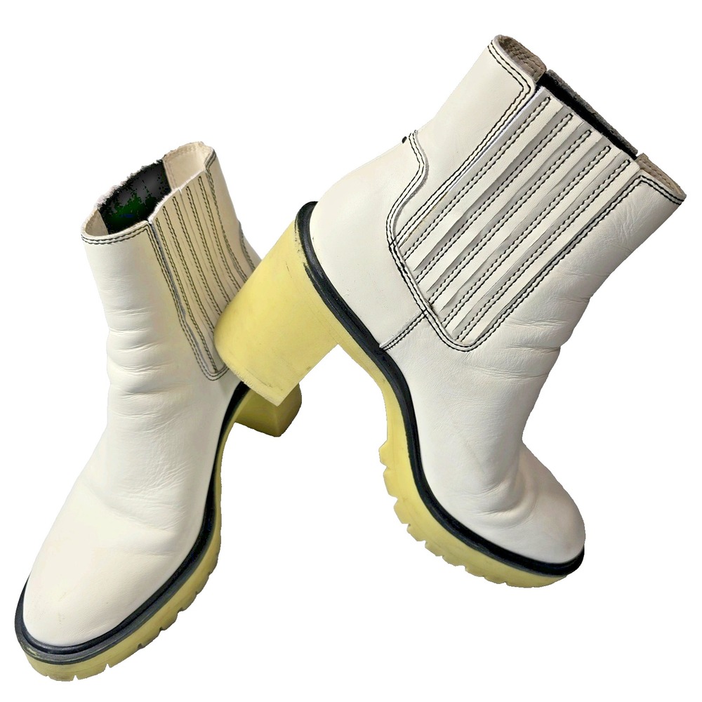 Dolce Vita Leather 10 Womens Boot Caster H2O Waterproof White Booties Preppy 10M
